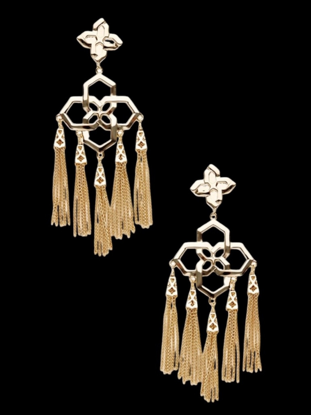Kendra Scott Lara Gold Vintage Statement Earrings, Rare & HTF